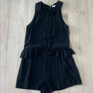 Sandro Black Peplum Ruffle Black Romper
